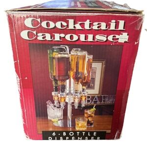 Cocktail Carousel 6 Bottle Liquor Dispenser Bar Home‎ Party Rotating Drink Mixer